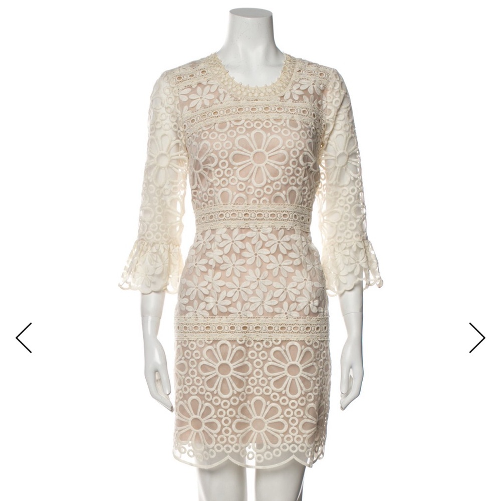 Anna Sui Cream Floral Lace Dress